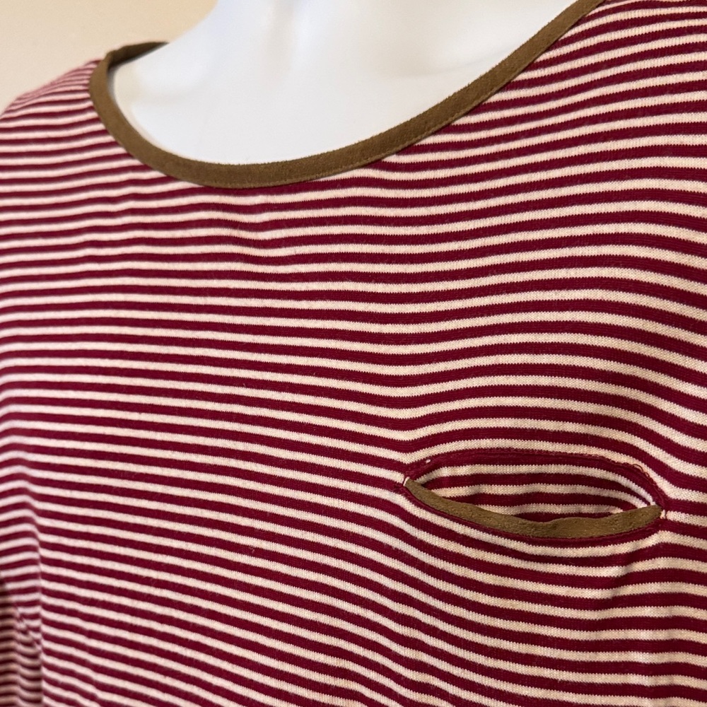 Lauren Ralph Lauren Maroon and White Striped Blouse - Picture 4 of 9